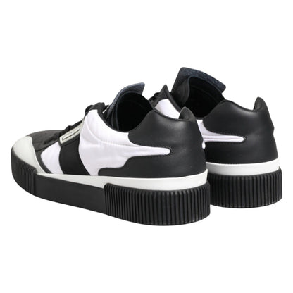 Dolce & Gabbana Men's Low Top Polyester Cotton & Leather Sneakers - Black White