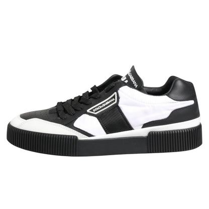 Dolce & Gabbana Men's Low Top Polyester Cotton & Leather Sneakers - Black White