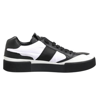 Dolce & Gabbana Men's Low Top Polyester Cotton & Leather Sneakers - Black White