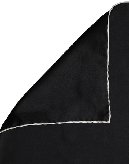 Dolce & Gabbana Men Black Silk Pocket Square Foulard Scarf