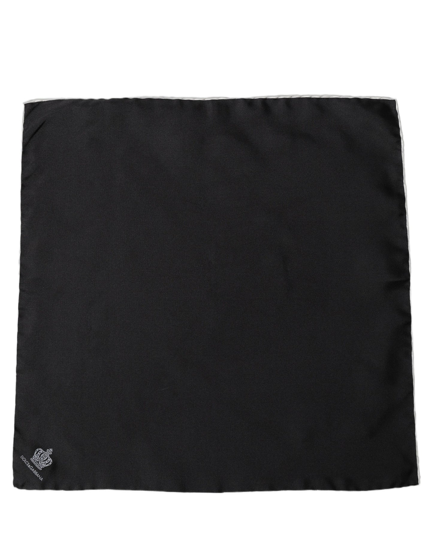Dolce & Gabbana Men Black Silk Pocket Square Foulard Scarf