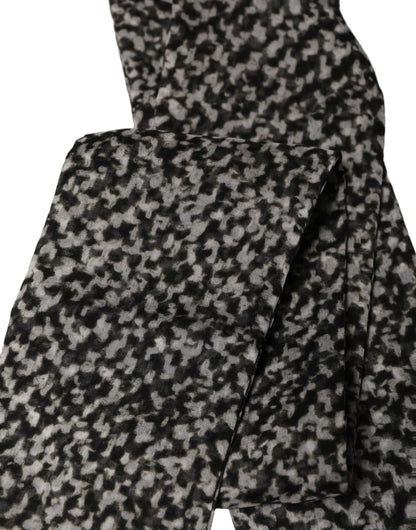 Dolce & Gabbana Black White Herringbone Tweed Shawl Scarf