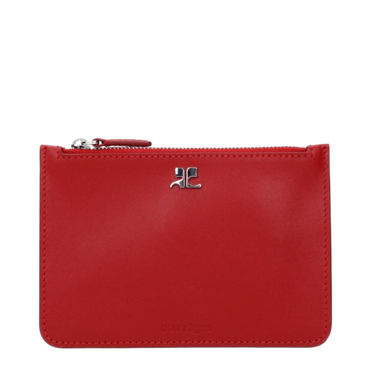Wallet by Courrèges for women in leather red showcases a distinguished silhouette, artfully capturing the essence of the distinguished Leather Wallet design with functional coin-purse.