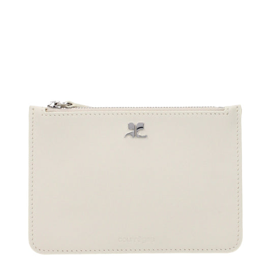 Wallet by Courrèges for women in leather beige showcases a distinguished silhouette, artfully capturing the essence of the distinguished Leather Wallet design with functional coin-purse.