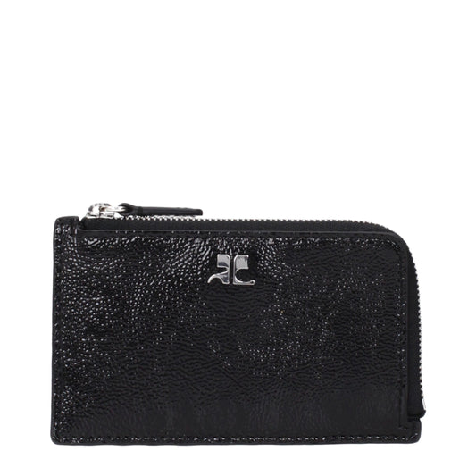 Wallet by Courrèges for women in leather black features a sleek silhouette, showcasing the sleek Leather Wallet design with sophisticated coin-purse for a premium look.