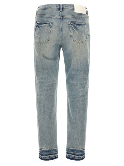 PURPLE Blue Cotton Tapered Jeans