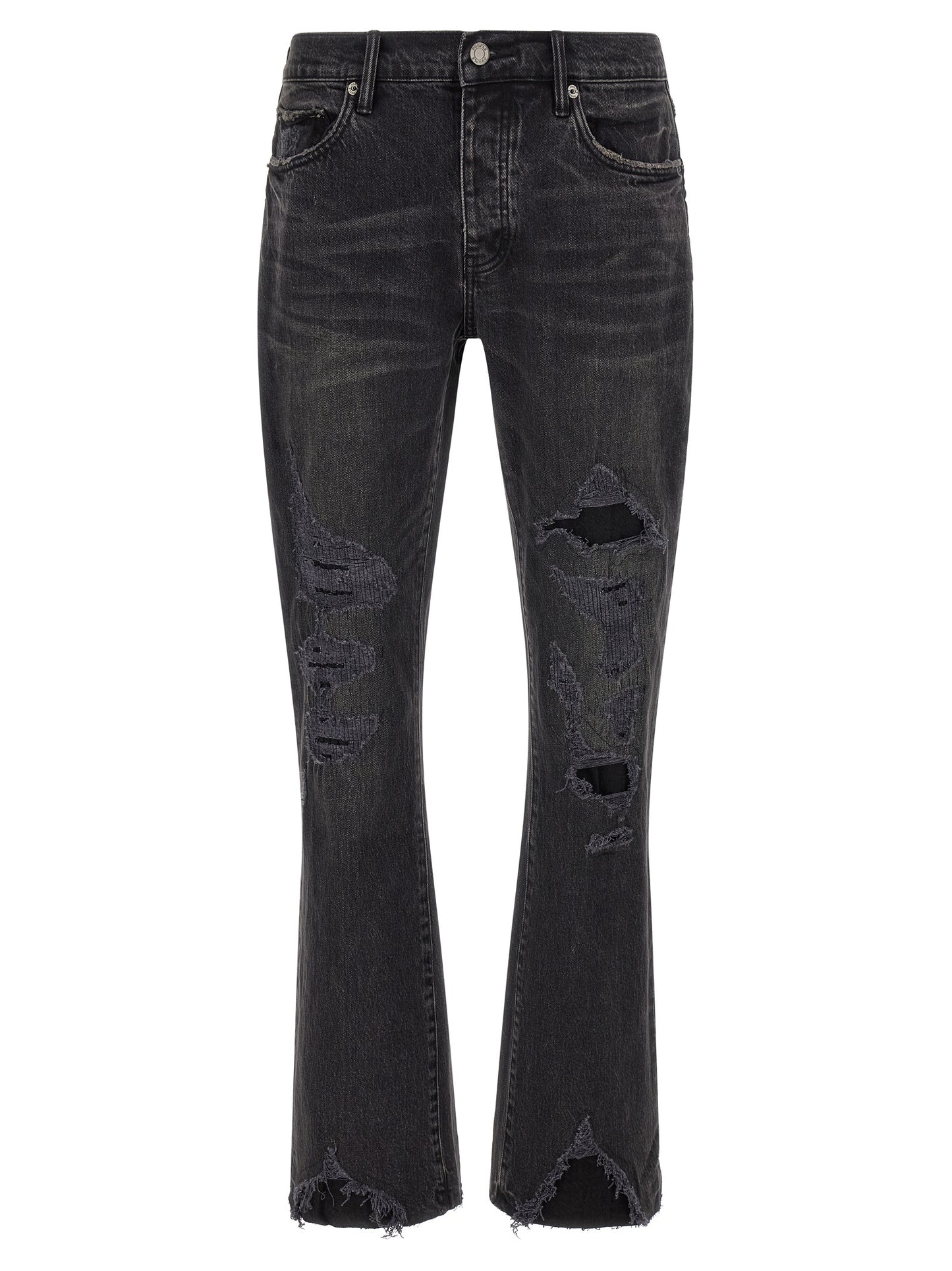 PURPLE Black Cotton Flared Jeans