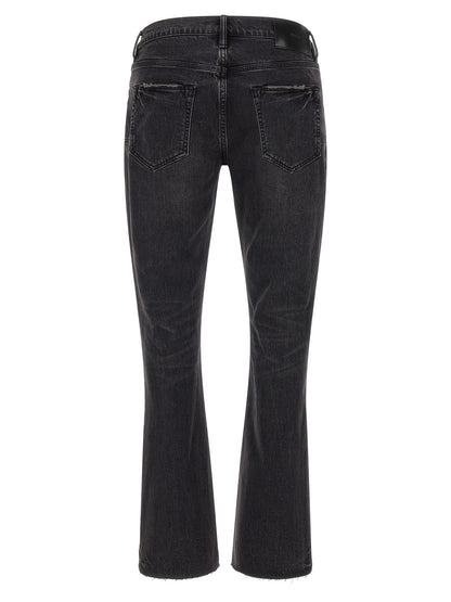 PURPLE Black Cotton Flared Jeans