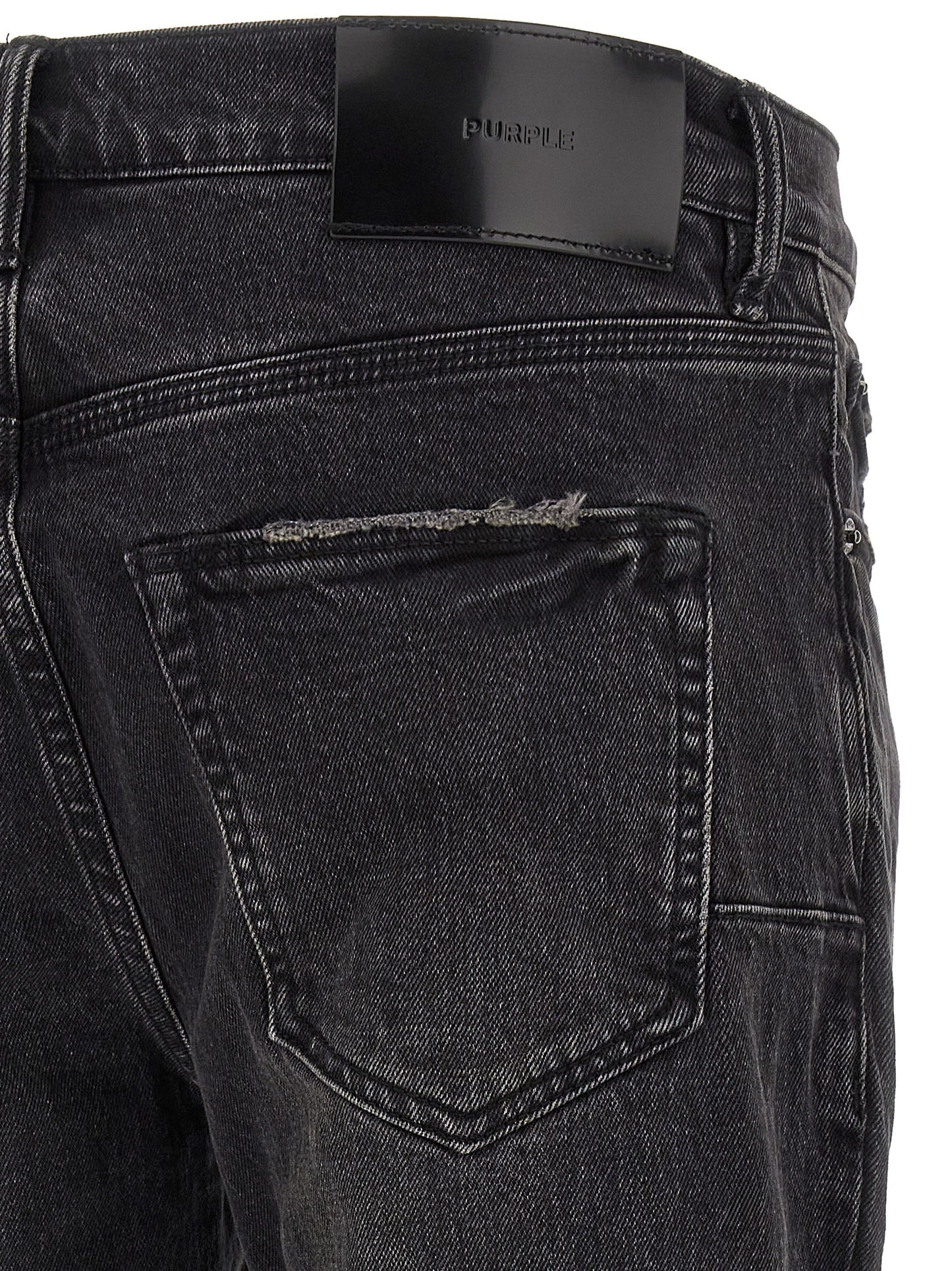 PURPLE Black Cotton Flared Jeans