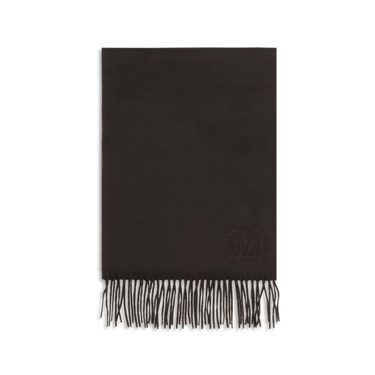 Scarf by Max Mara for women in cashmere brown features a snug silhouette, perfectly showcasing the elegant drape and premium finish of the Cashmere Shawl Rectangular Wrap Fringes Scarf.
