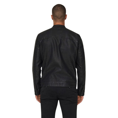 Only & Sons Black Polyester Biker Jacket