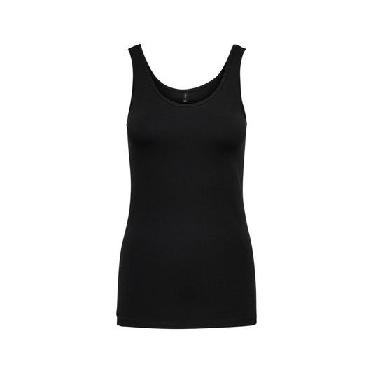 Tank Top by Only for women in stretch cotton black showcases a meticulous silhouette, artfully finished with a meticulous and sleeveless for a sophisticated, meticulous look.