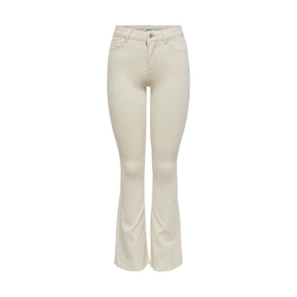 Only Cream Cotton Bootcut Jeans