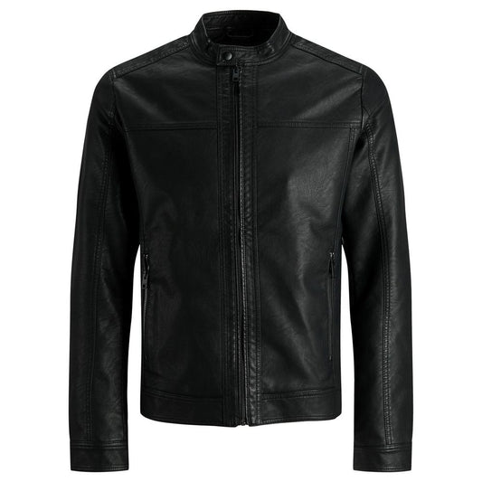 Jacket by Jack Jones for men in polyamide polyester leather black features an utilitarian silhouette with a refined , showcasing sophisticated lightweight & pockets for an utilitarian aesthetic.
