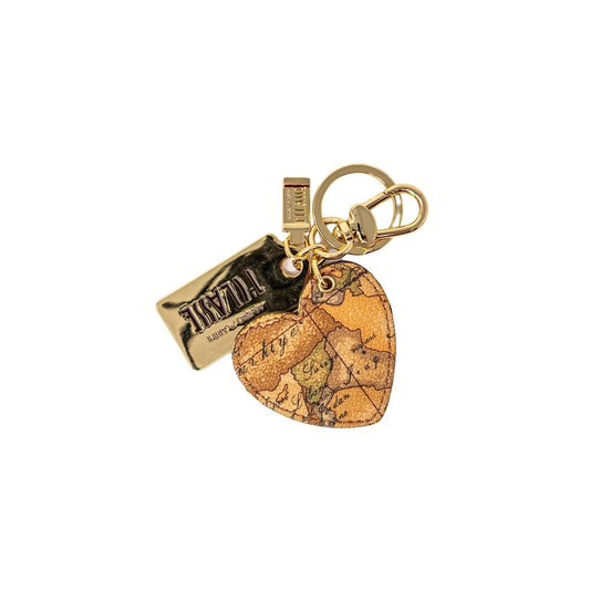 Keychain by Alviero Martini Prima Classe for women in leather beige, gold & print showcases a sleek silhouette, detailed with a and finished with .