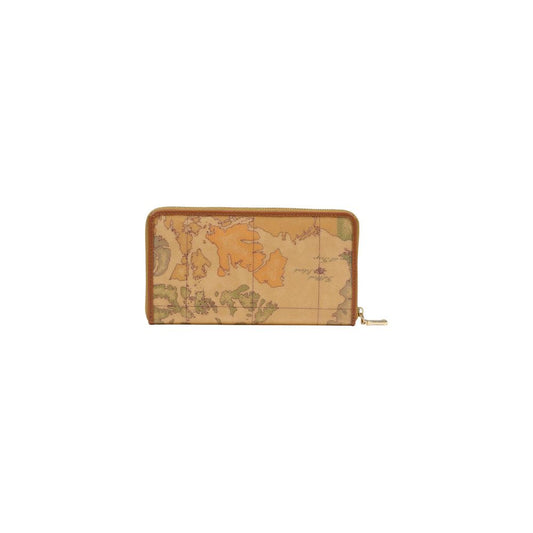 Wallet by Alviero Martini Prima Classe for women in polyurethane leather beige, gold & print presents a refined silhouette, artfully capturing the essence of the Polyurethane Leather Wallet design with sophisticated for a refined look.