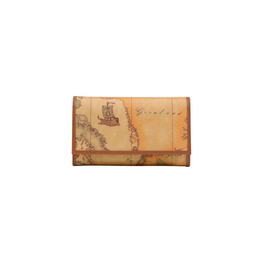 Wallet by Alviero Martini Prima Classe for women in polyethylene & polyurethane beige & print presents a streamlined silhouette, showcasing the sophisticated design of the Polyethylene & Polyurethane Wallet collection with functional coin-purse.