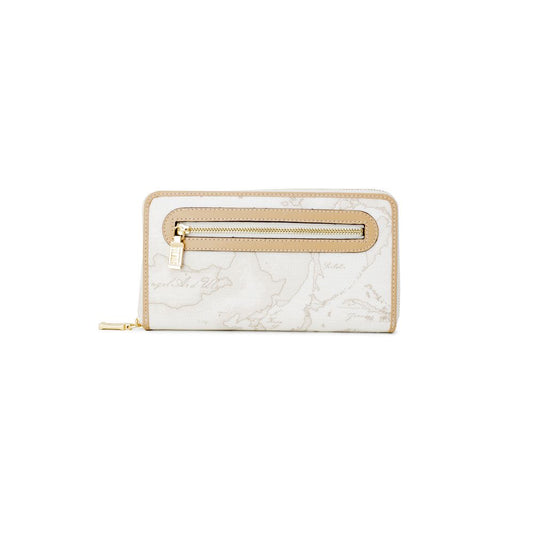 Wallet by Alviero Martini Prima Classe for women in polyester leather & cotton gold, white & print showcases a discerning silhouette, artfully capturing the essence of Polyester Leather & Cotton Wallet with its functional .