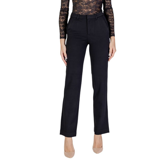 Trousers by Only for women in stretch polyester black features a tailored silhouette with a tailored flared & bootcut, defined by its long and a sophisticated .