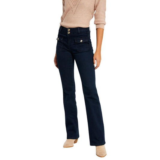 Jeans by Morgan De Toi for women in stretch denim cotton blue presents a refined pantology silhouette, artfully defined by a refined pantology skinny & slim, long, and a sophisticated .