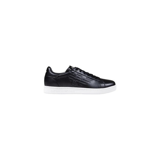 Sneakers by EA7 Emporio Armani for men in leather & rubber black features a chic design, perfectly showcasing the chic athletic style of this Men's Athletic Leather & Rubber Sneakers.
