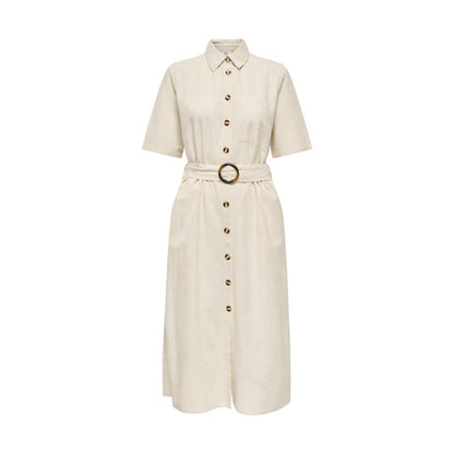 Jacqueline De Yong Beige Cotton Long Dress