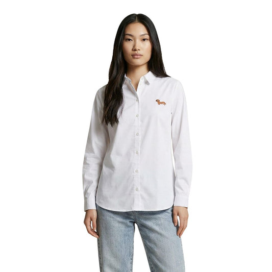 Blouse by Jacqueline De Yong for women in stretch denim cotton cream features an polished silhouette, showcasing a sophisticated and detail for a truly polished finish.