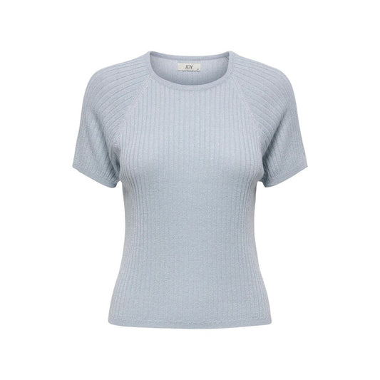 T-Shirt by Jacqueline De Yong for women in viscose blue & patterned features a plush silhouette, showcasing a sophisticated round neckline and short-sleeve for a truly plush finish.