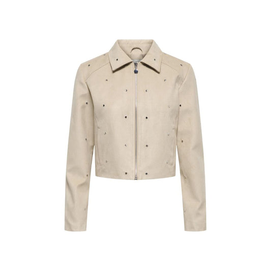 Jacket by Jacqueline De Yong for women in polyester suede leather beige presents a authentic silhouette, artfully detailed with a authentic and functional lightweight for a premium authentic finish.