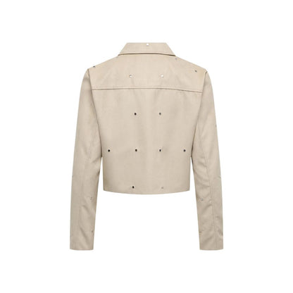 Jacqueline De Yong Beige Polyester Leather Jacket