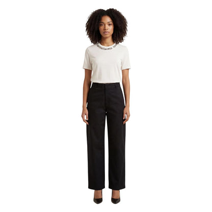 Jacqueline De Yong Black Cotton Casual Pants
