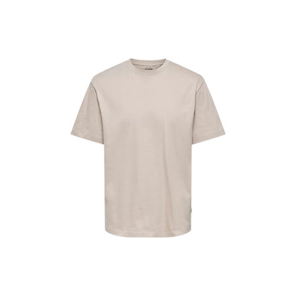 Only & Sons Beige Organic Cotton T-Shirt