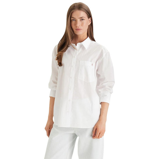 Calvin Klein Jeans Women's Straight Relaxed Fit Cotton Blouse - White