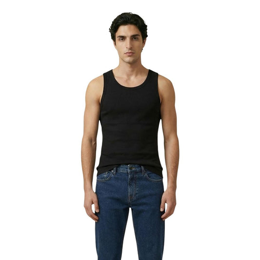 Tank Top by Calvin Klein Jeans for men in stretch cotton black showcases a streamlined Men's Round Neck Stretch Cotton Tank Top design with a streamlined sleeveless and round neckline.