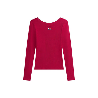Tommy Hilfiger Jeans Bordeaux Recycled Cotton Long Sleeve T-Shirt