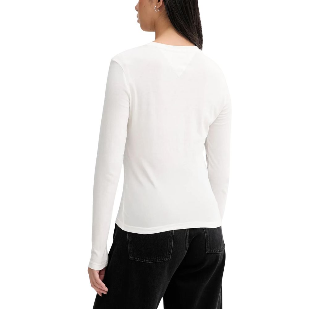 Tommy Hilfiger Jeans Cream Recycled Cotton Long Sleeve T-Shirt