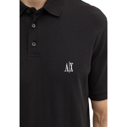 Armani Exchange Black Cotton Polo Shirt