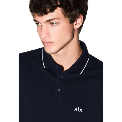 Armani Exchange Blue Cotton Polo Shirt