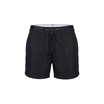 EA7 Emporio Armani Black Polyester Swim Shorts