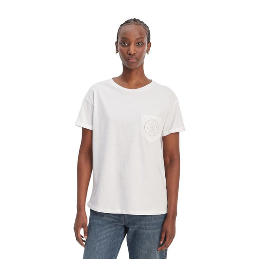 T-Shirt by Liu Jo for women in cotton white showcases a unassuming silhouette, artfully detailed with a refined and unassuming for a sophisticated, contemporary look.