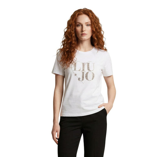 T-Shirt by Liu Jo for women in cotton white features a plush silhouette, showcasing a sophisticated and short-sleeve for a truly plush finish.