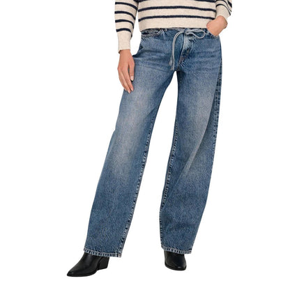 Only Light Blue Cotton Bootcut Jeans