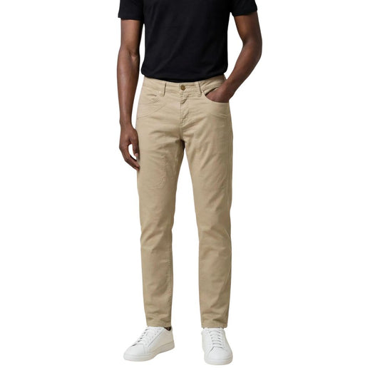 Trousers by Jeckerson for men in lycra beige & signature features a artisanal silhouette, showcasing a sophisticated skinny & slim with a long and for a artisanal finish.