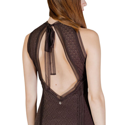 Guess Brown Polyamide Long Dress