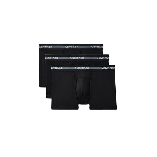 Underwear Trunks by Calvin Klein Underwear for men in stretch polyester black features a contoured silhouette, expertly highlighting the sleek lines of the Men's Stretch Polyester Underwear Trunks design.