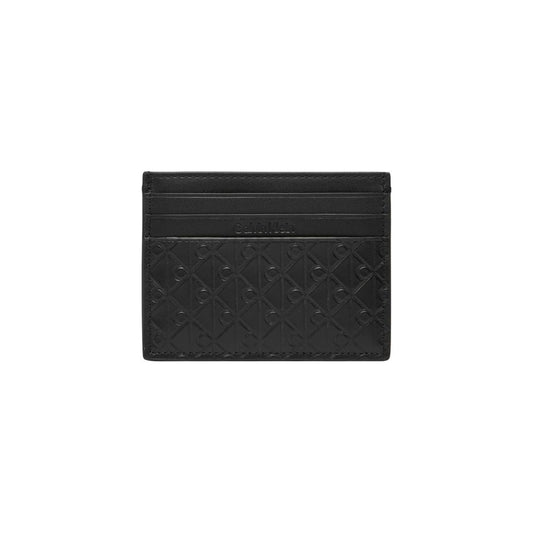 Cardholder Card Case by Calvin Klein for men in leather black, patterned & monogram showcases a couture-grade silhouette from the Leather Cardholder Card Case collection, highlighting functional card-organization compact-design for a couture-grade finish.