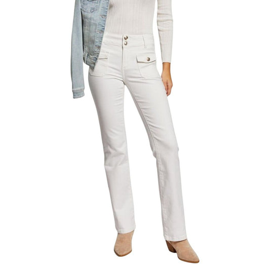Jeans by Morgan De Toi for women in stretch denim cotton polyester beige presents a tailored silhouette, showcasing a tailored skinny & slim and long cut with a refined high rise for a truly tailored aesthetic.