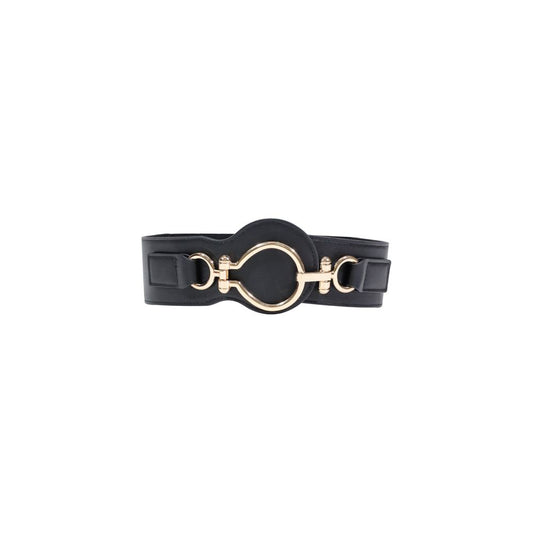Belt by Morgan De Toi for women in polyethylene & polyurethane black & gold features a bohemian chic silhouette, showcasing the bohemian chic Polyethylene & Polyurethane Belt design with a sophisticated bohemian chic finish.