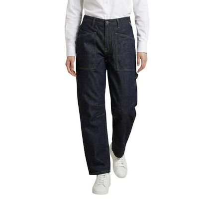 Replay Blue Cotton Mom Jeans