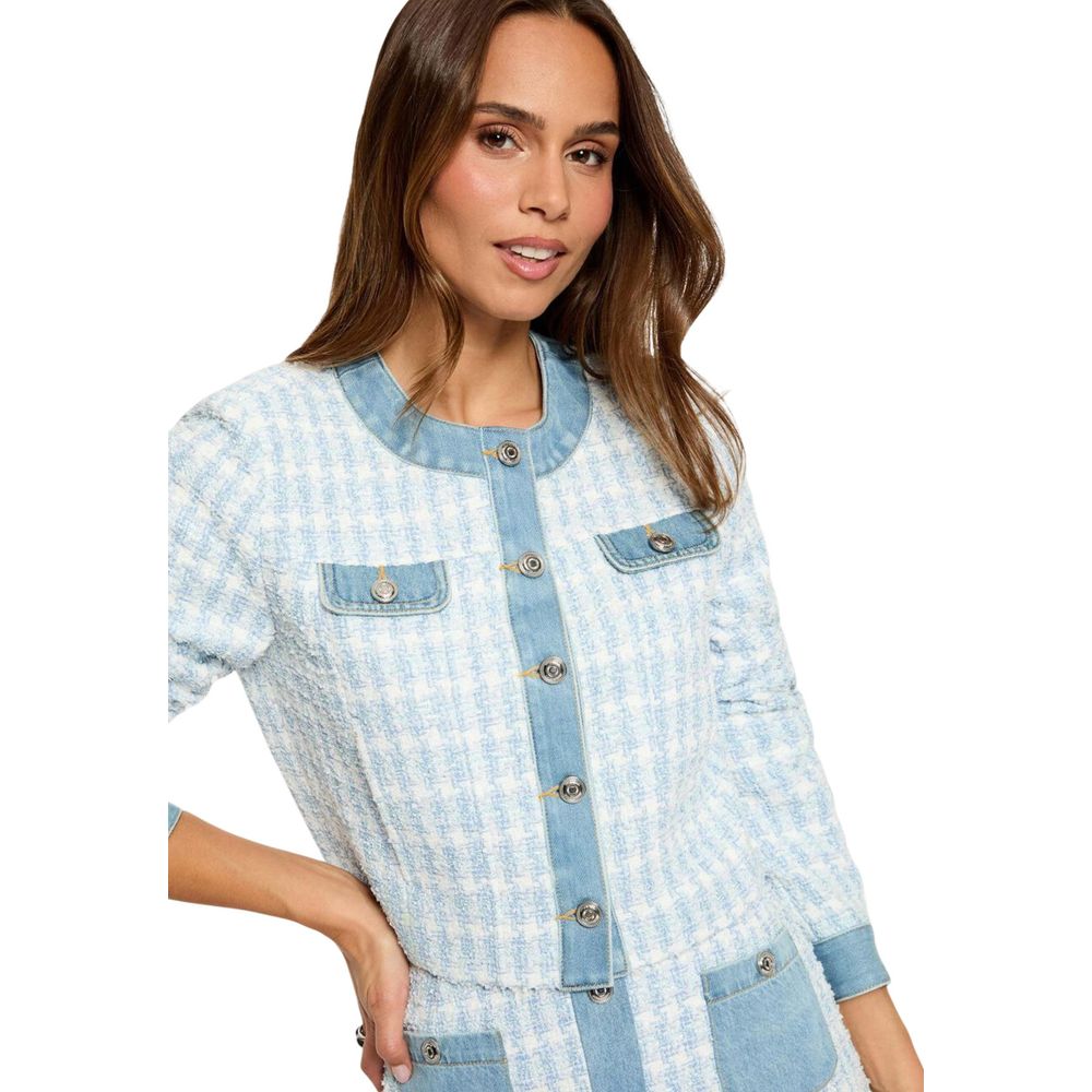 Morgan De Toi Women's Cotton Denim Polyester Tweed Blazer - Blue